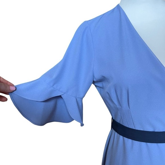 Hutch Pastel Colorblock Faux Wrap Midi Dress Blue Size 2 Mother's Day Wedding - Picture 9 of 12